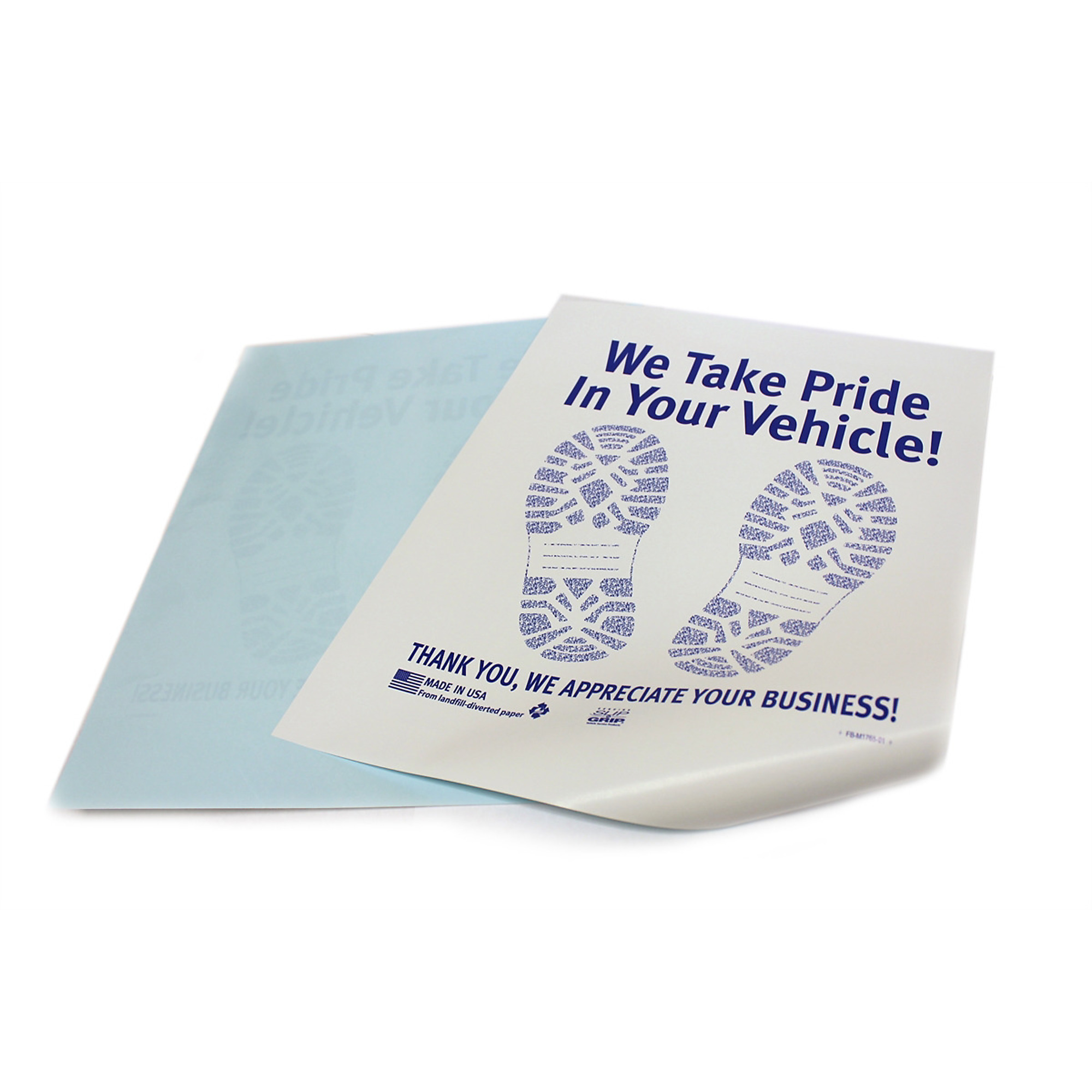 Petoskey Plastics Poly-Back Coated Floor Mats — 16.5in. x 21in., Blue Footprint, 500/Box, Model# PETFB-M1765-01